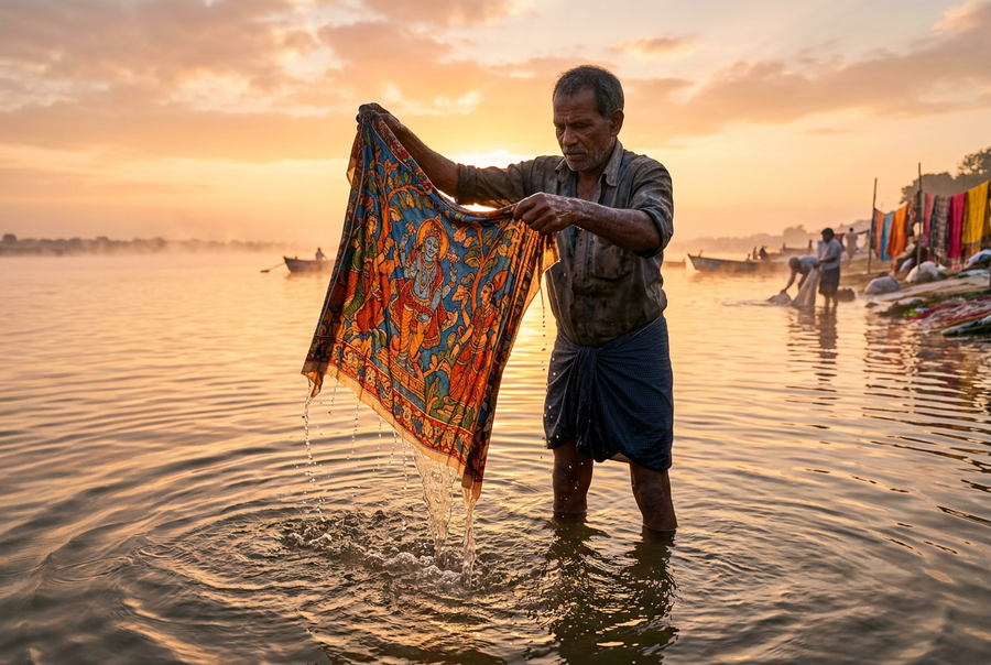 Twenty-three washes: Kalamkari's answer to the four-second image