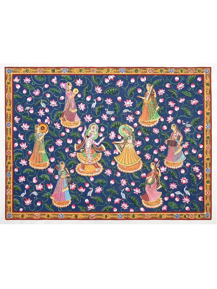 Dancing Radha Krishna Pichwai Painting on Cloth · view 1