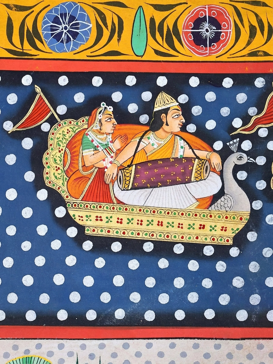 Divine Shrinathji with Gopis | Large Hand-Painted Nathdwara Pichwai