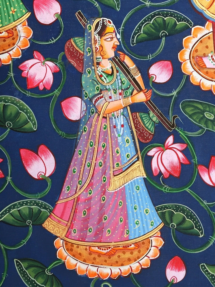 Dancing Radha Krishna Pichwai Painting on Cloth · view 2