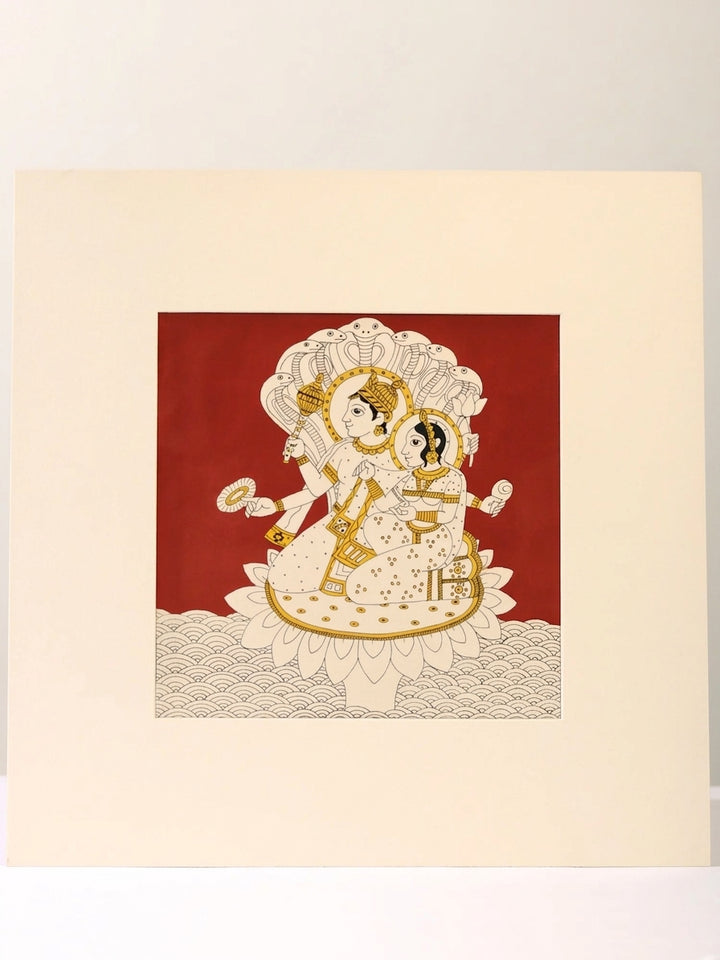 Lord Vishnu with Devi Lakshmi Painting on Paper · view 1