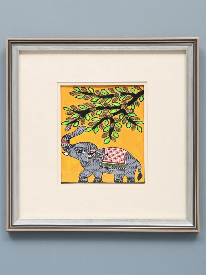 Elephant Madhubani Painting on Handmade Paper · view 1