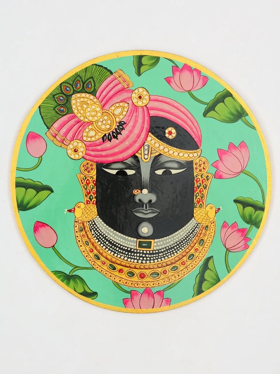 Shrinathji Face on MDF Wood Pichwai Painting on Wood