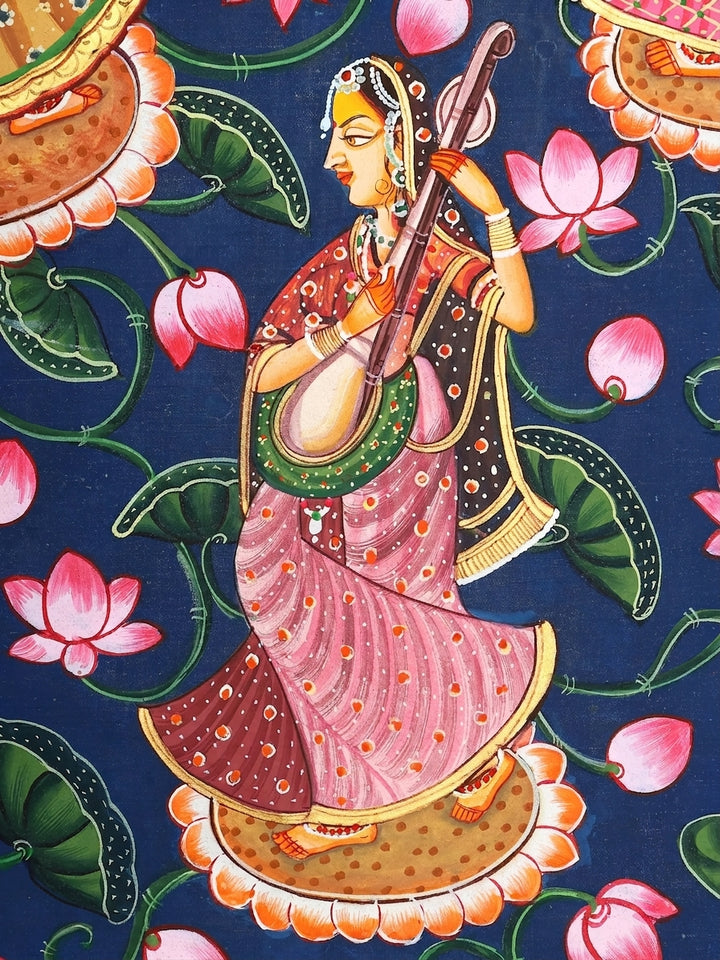 Dancing Radha Krishna Pichwai Painting on Cloth · view 4