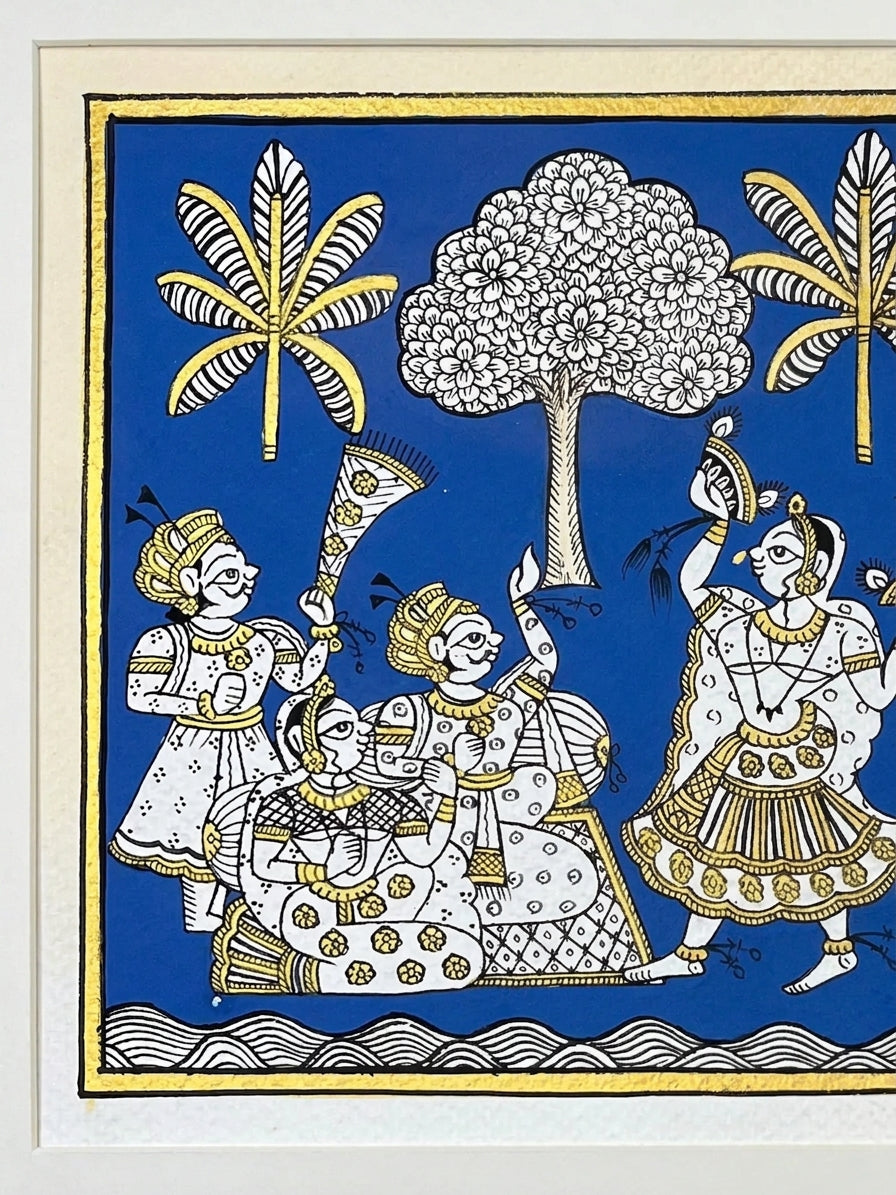 Chari Dance Performance for King and Queen Phad Painting on Paper by Kalyan Joshi
