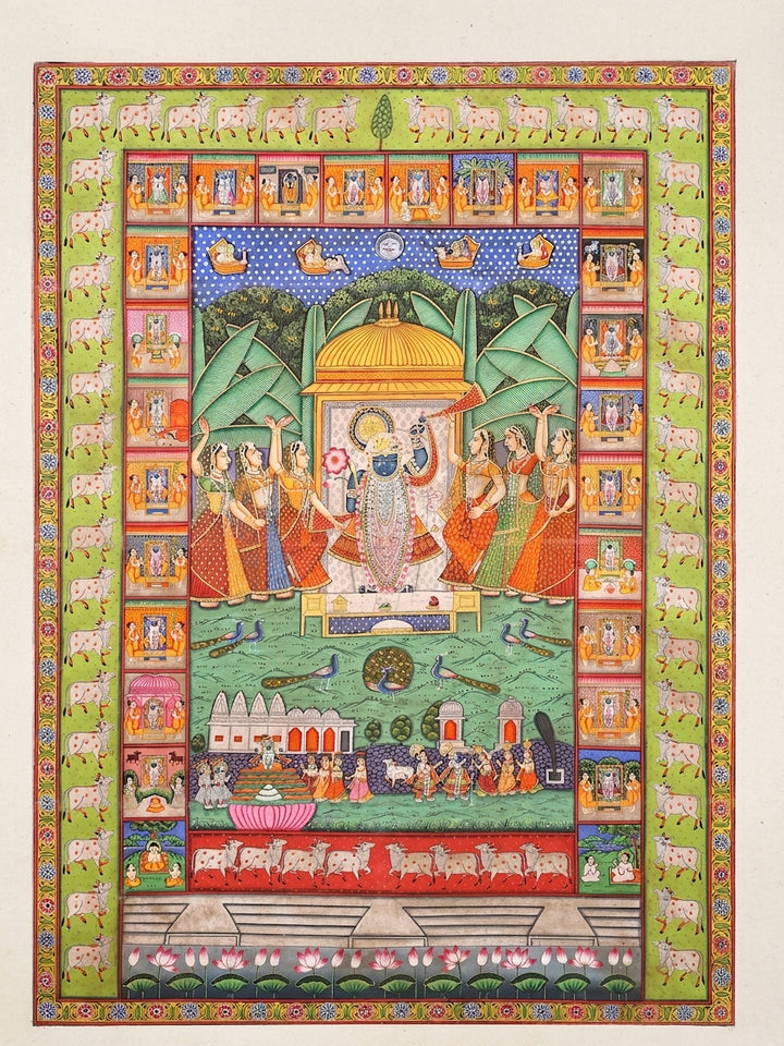 Divine Shrinathji Darshan Pichwai Painting on Cloth · view 1