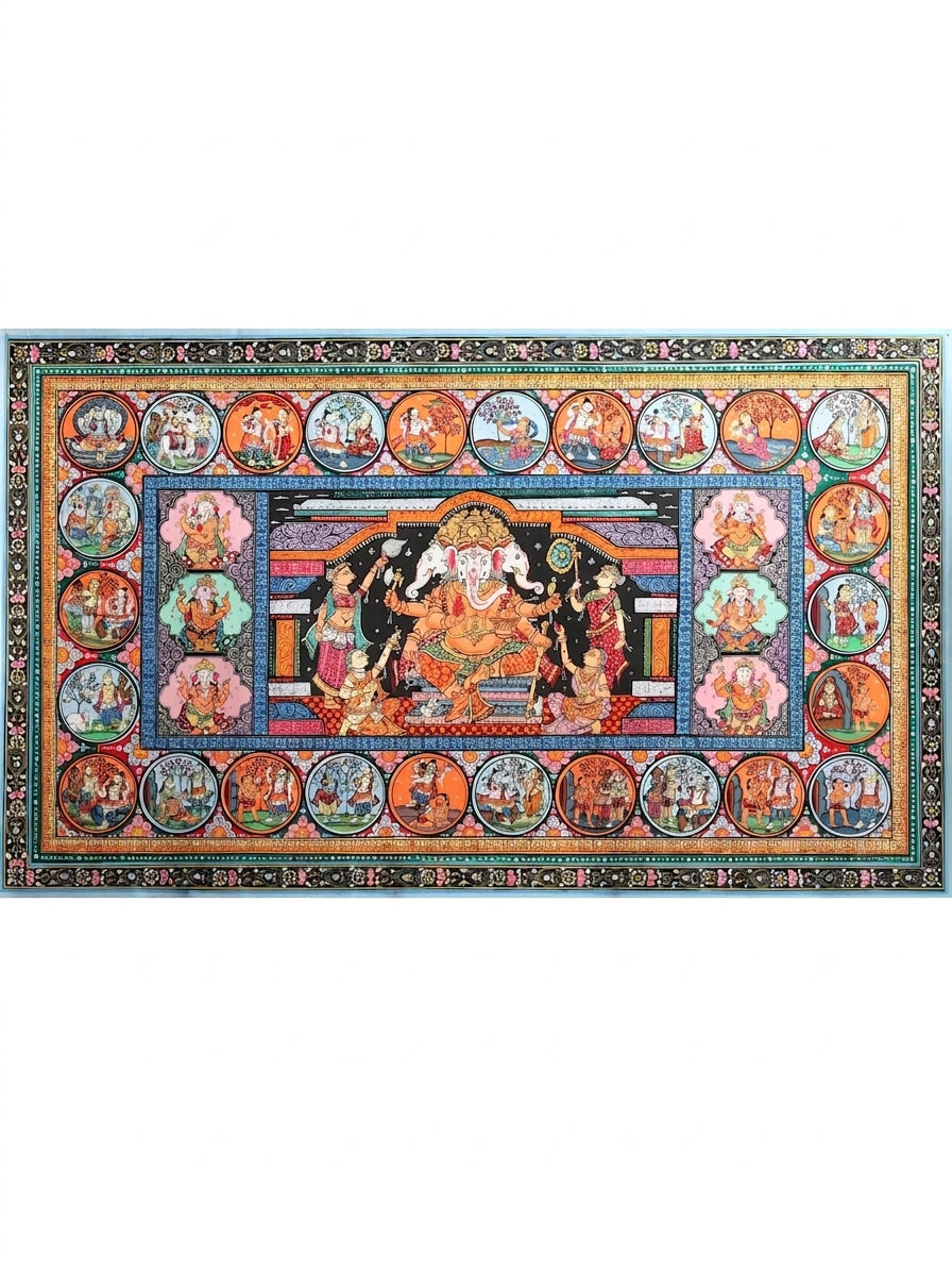 Lord Ganesha's Life Story Painting on Canvas