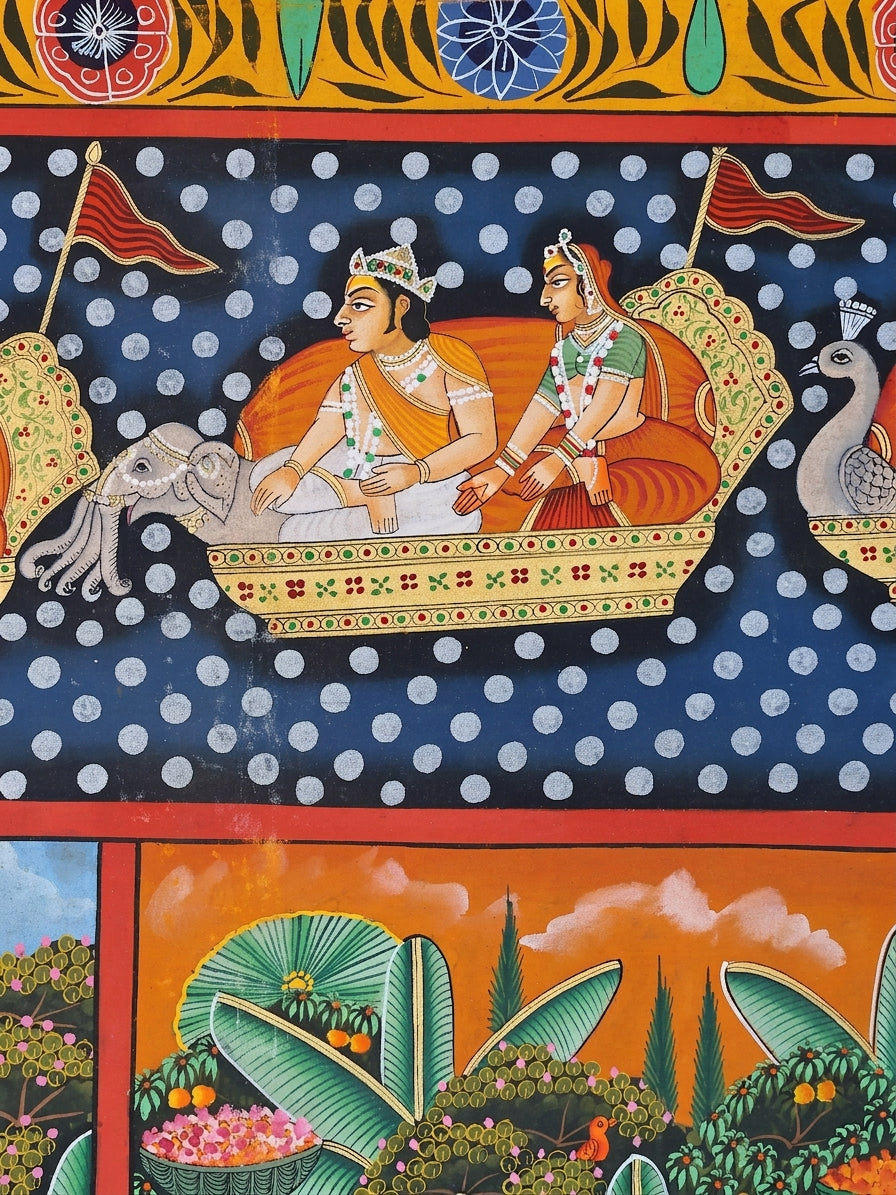 Divine Shrinathji with Gopis | Large Hand-Painted Nathdwara Pichwai