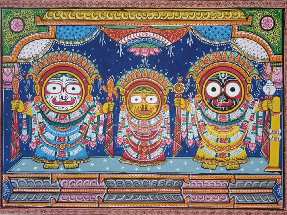 Painting Of Jagannath | Patachitra Art | Watercolor On Handmade Canvas | By Suryakanta Das