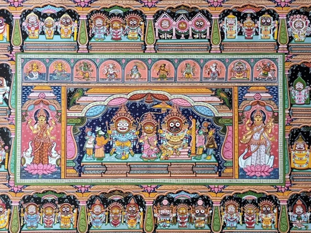 Colorful Painting Of Jagannath | Patachitra Art | Watercolor On Handmade Canvas | By Suryakanta Das