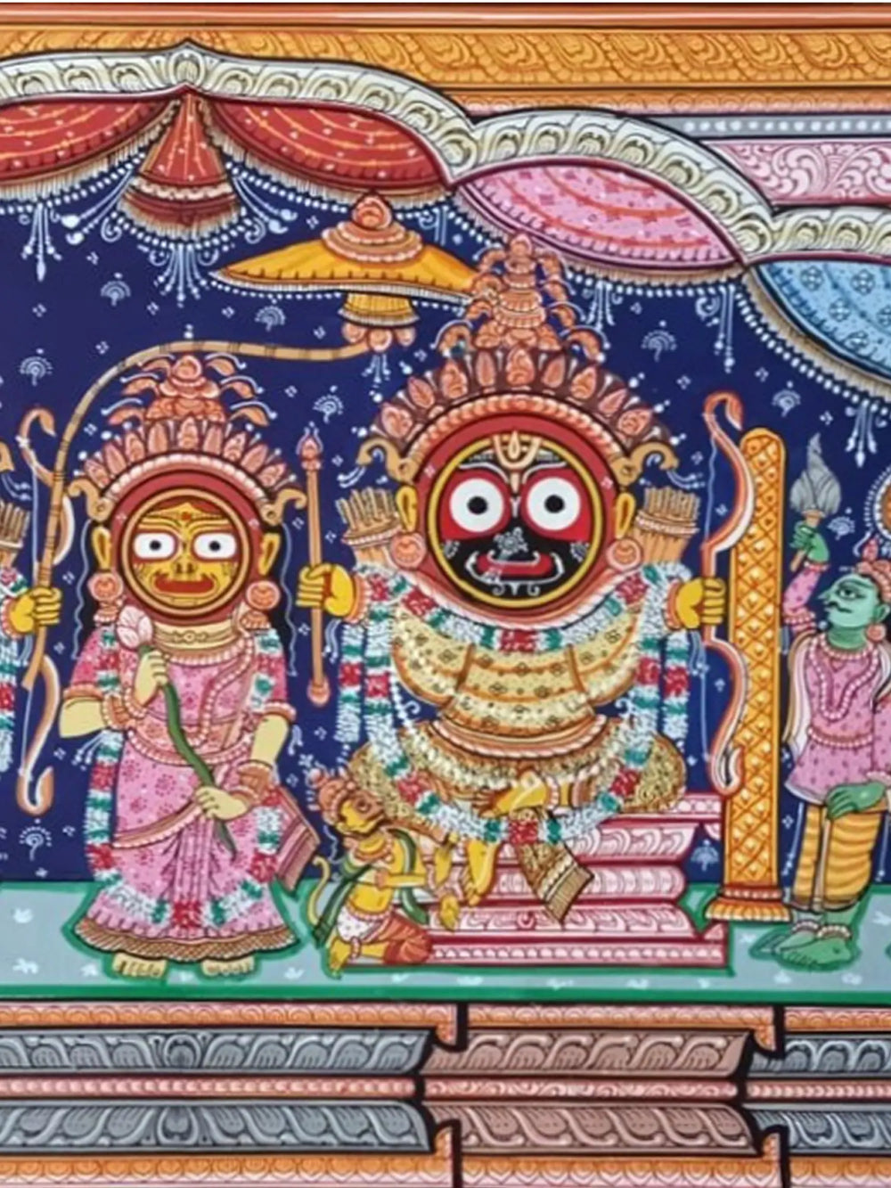 Ram Darbar Patachitra Painting | Patachitra Art | Watercolor On Handmade Canvas | By Suryakanta Das