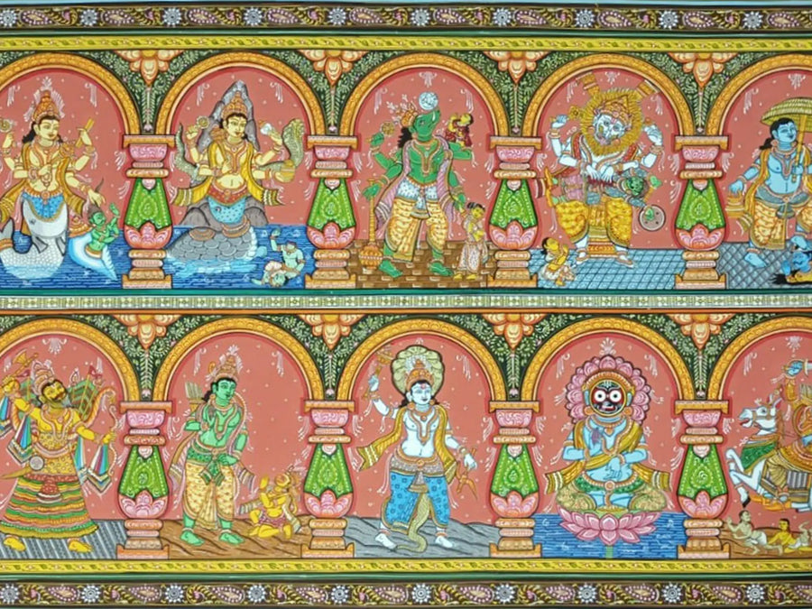 Dashavatar of Lord Vishnu Painting on Canvas