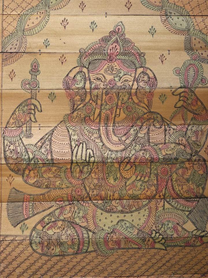 Gaj Gajanana Ganesha Engraved Painting on Palm Leaf · view 2