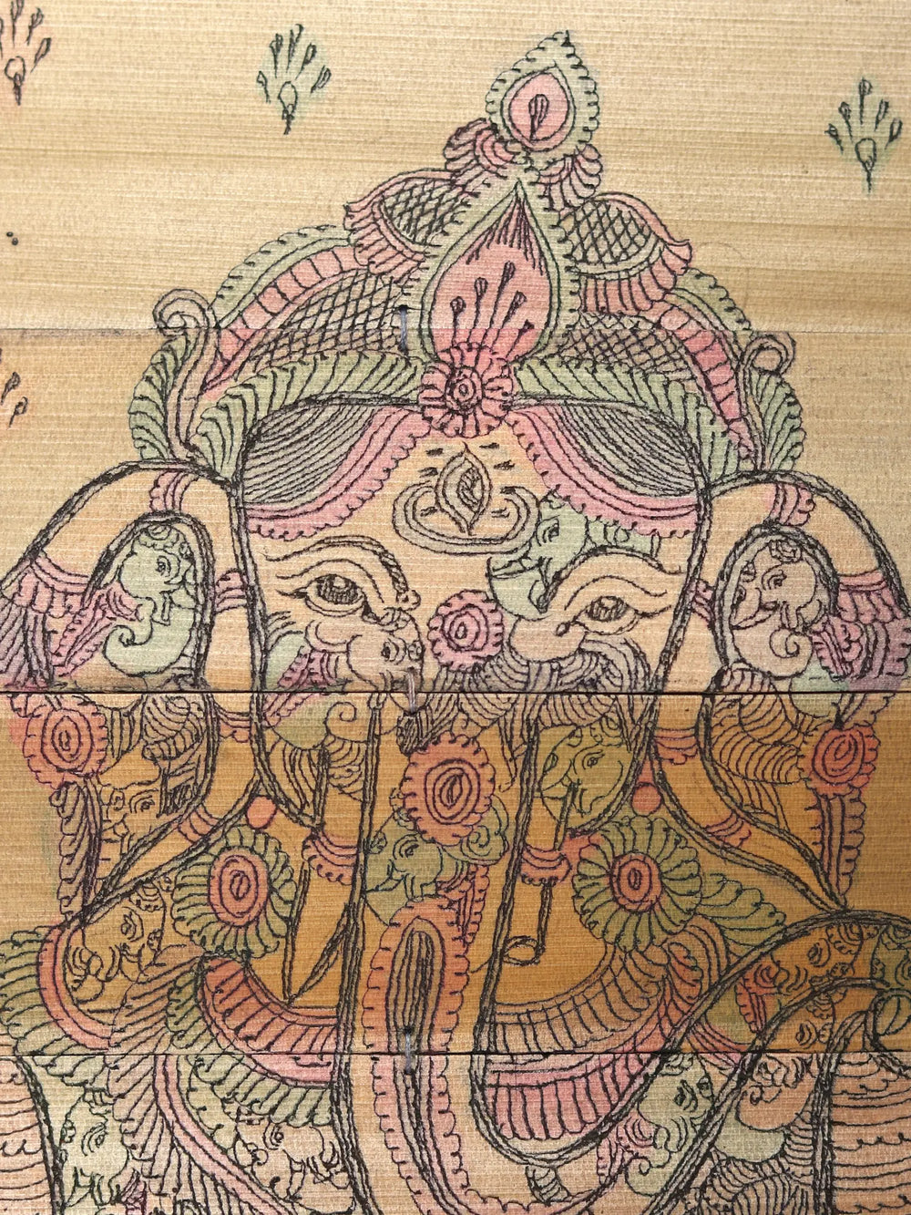 Gaj Gajanana Ganesha Engraved Art | Watercolor On Palm Leaf | By Rabi Behra