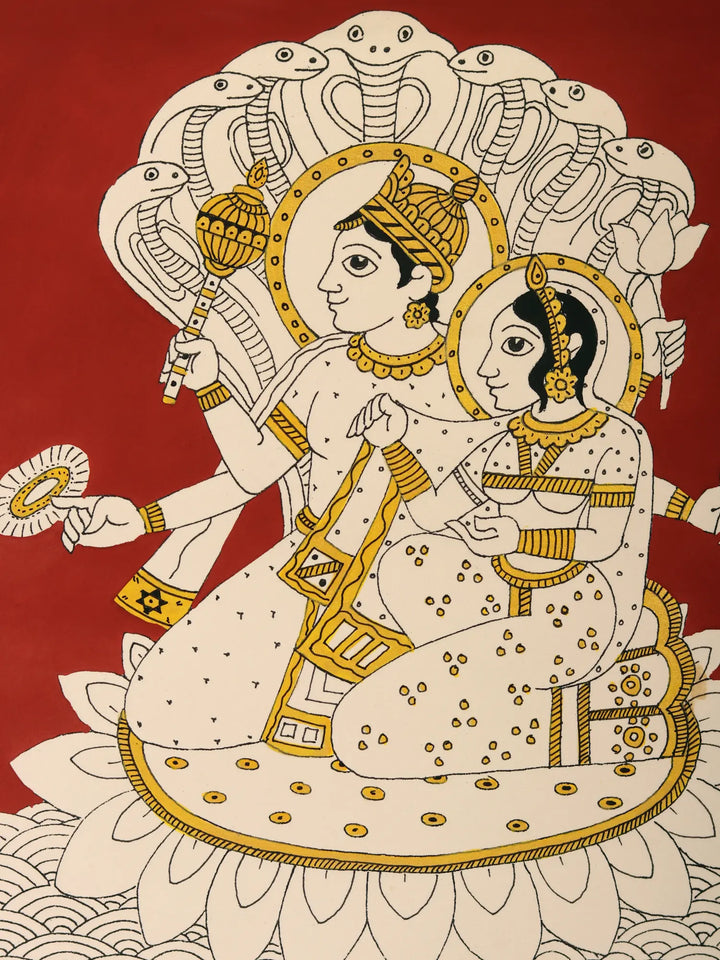 Lord Vishnu with Devi Lakshmi Painting on Paper · view 3