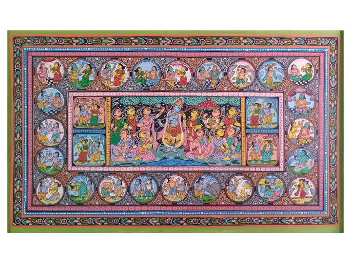 Krishna Story of Patachitra Pattachitra Painting on Canvas · view 1