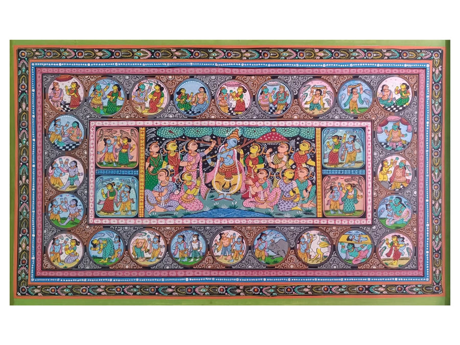 Krishna Story of Patachitra Pattachitra Painting on Canvas