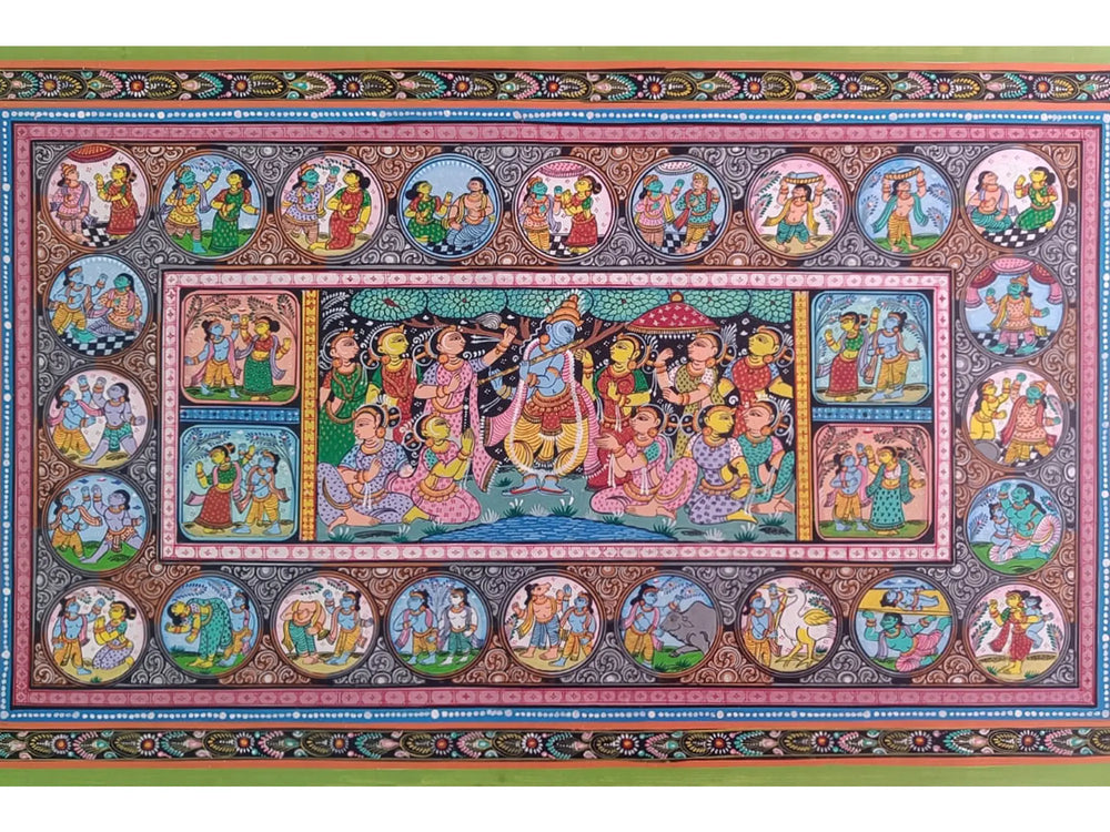 Krishna Story Of Patachitra | Natural Colors On Canvas | By Sachikant