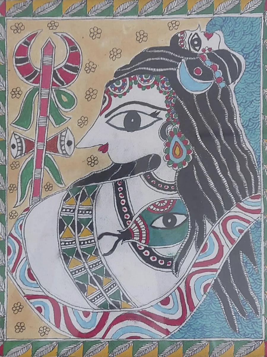 Mahadev - Lord Shiva Madhubani Painting on Canvas