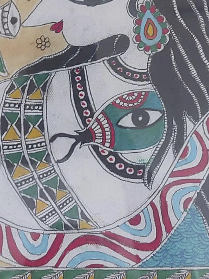 Mahadev - Lord Shiva Madhubani Painting on Canvas · view 4