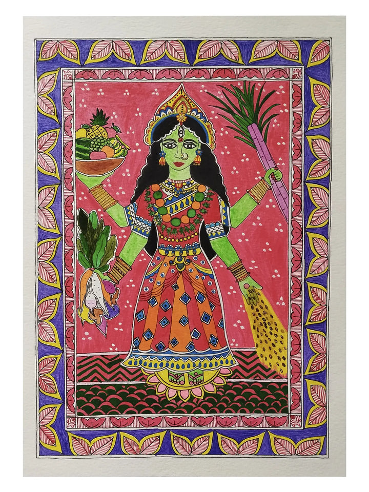 Maa Shakambhari Madhubani Painting on Paper by Nishu Singh · view 1