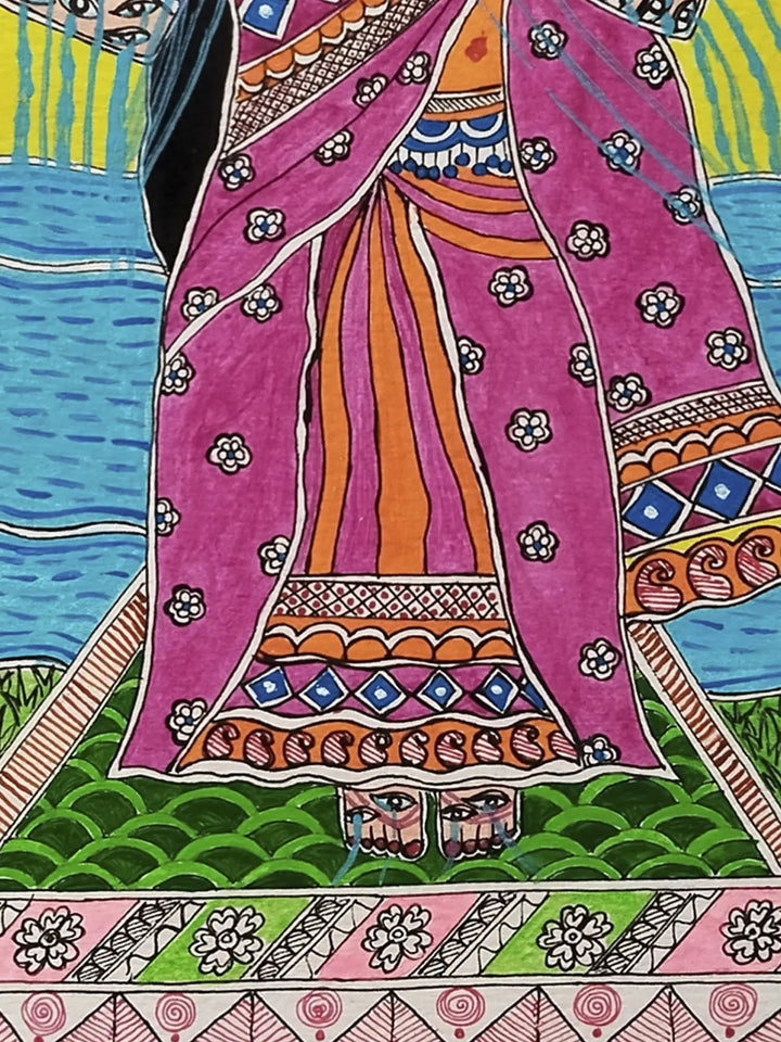 Maa Shatakshi - Goddess of Nourishment Madhubani Painting on Paper by Nishu Singh · view 4