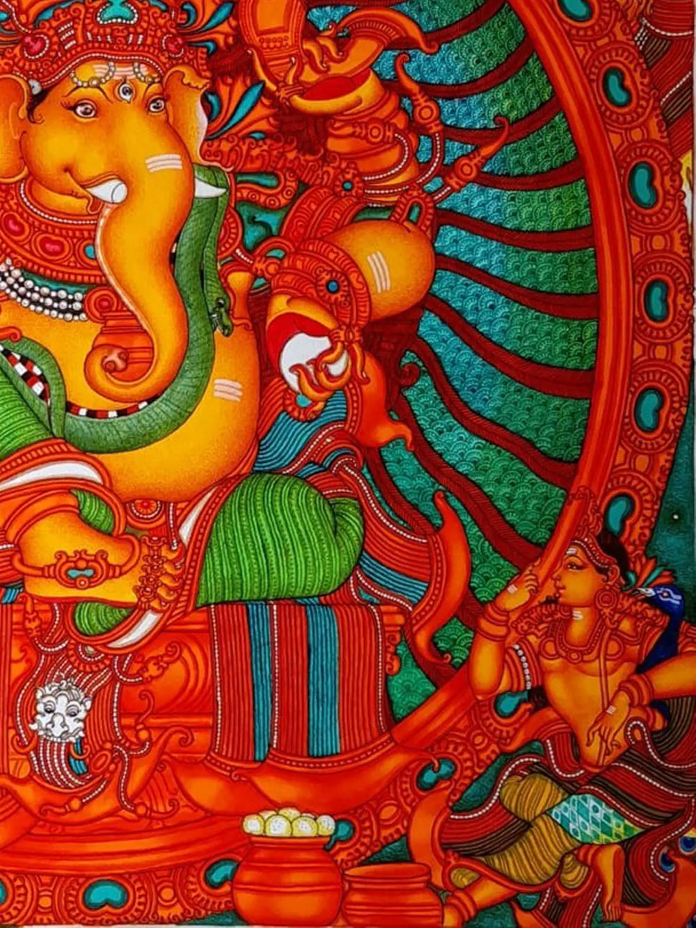 Sitting Bhagawan Ganapati | Kerala Mural Painting by Vishnu Shreedhar