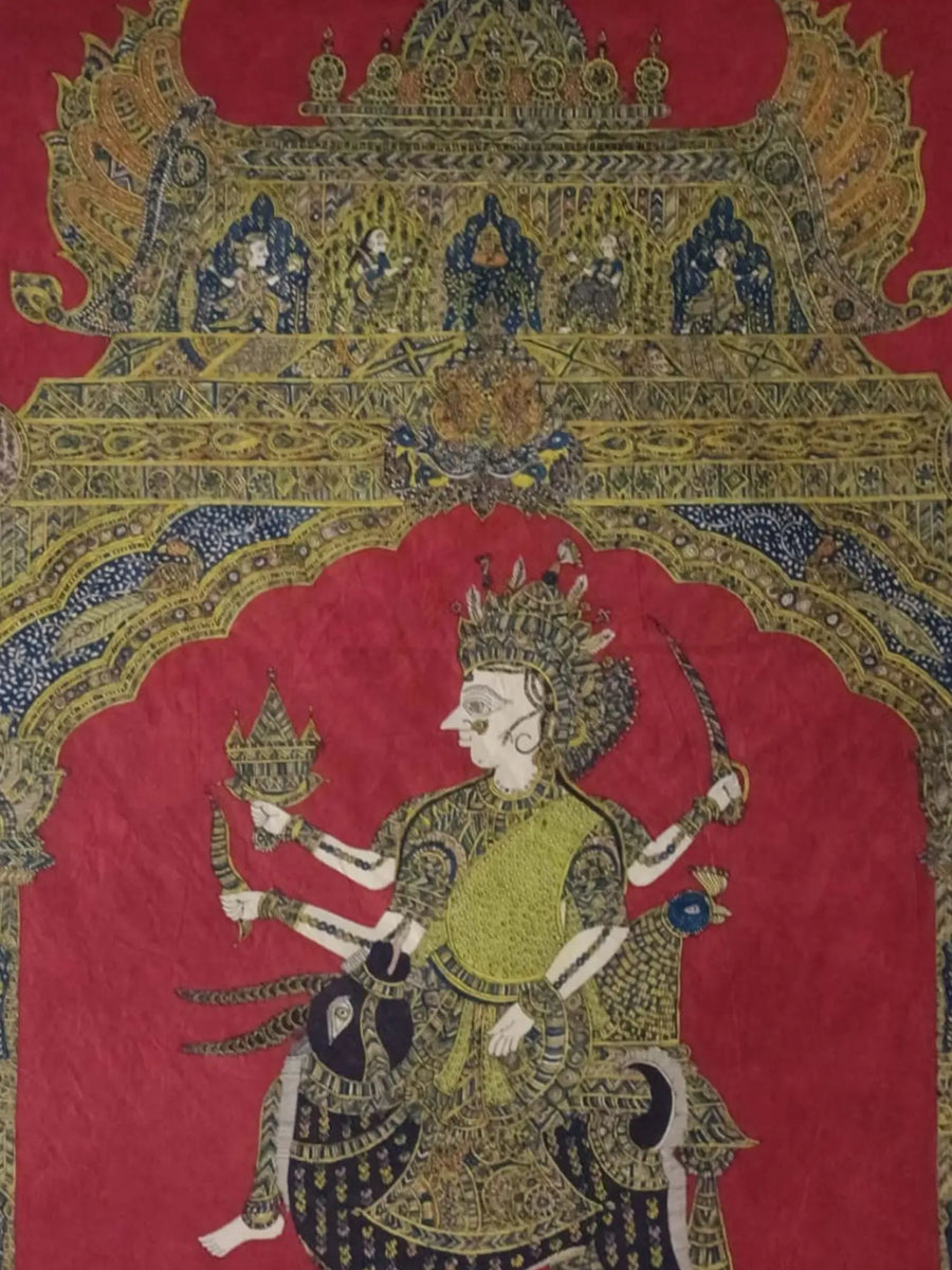 Goddess Meldi with Vahana - Mata Ni Pachedi Painting
