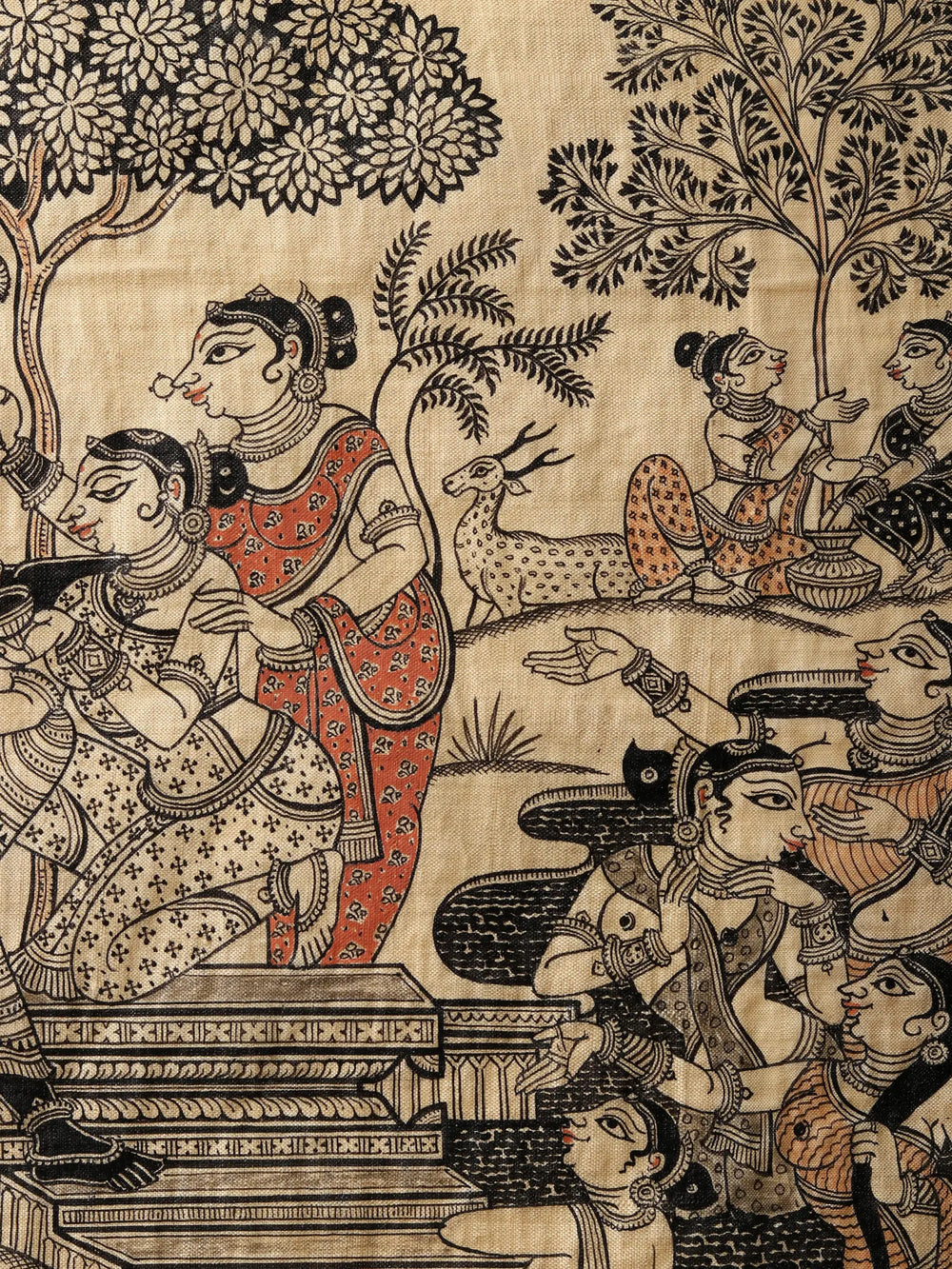 Krishna Painting of Six Seasons - Vasanta, Grishma, Varsha, Sharad, Hemanta, Shishira | Superfine Patachitra Painting