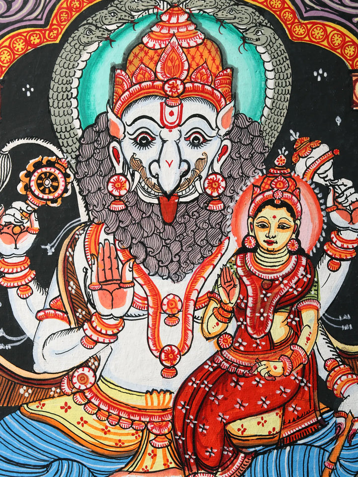 Lord Narasimha with Lakshmi Painting on Canvas · view 3