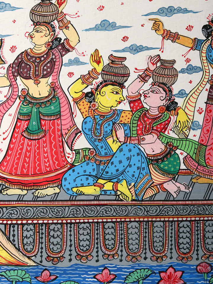 Nauka Vihar (Shri Krishna with Gopis on Boat) Painting on Canvas · view 3