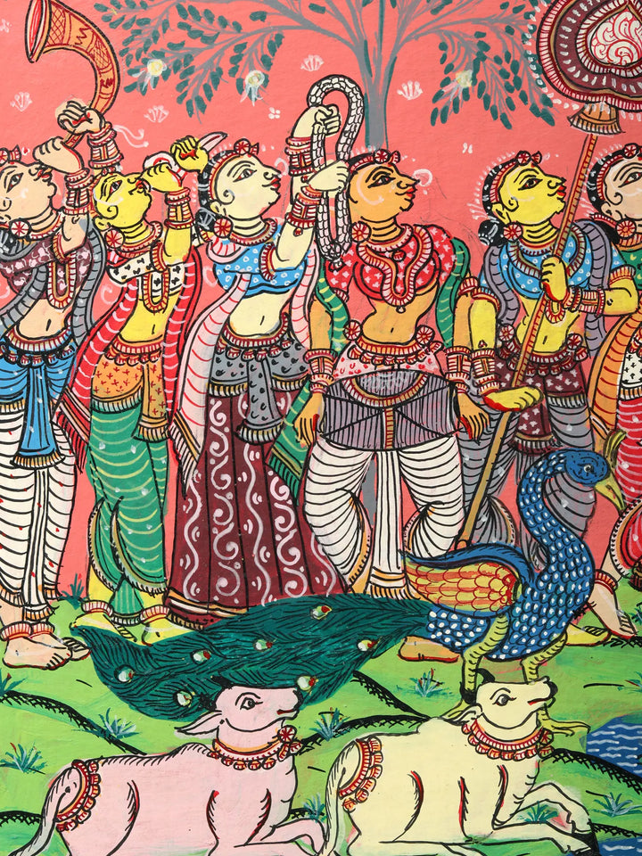 Rasleela - Celebration View of Radha Krishna with Gopis Painting on Canvas · view 2