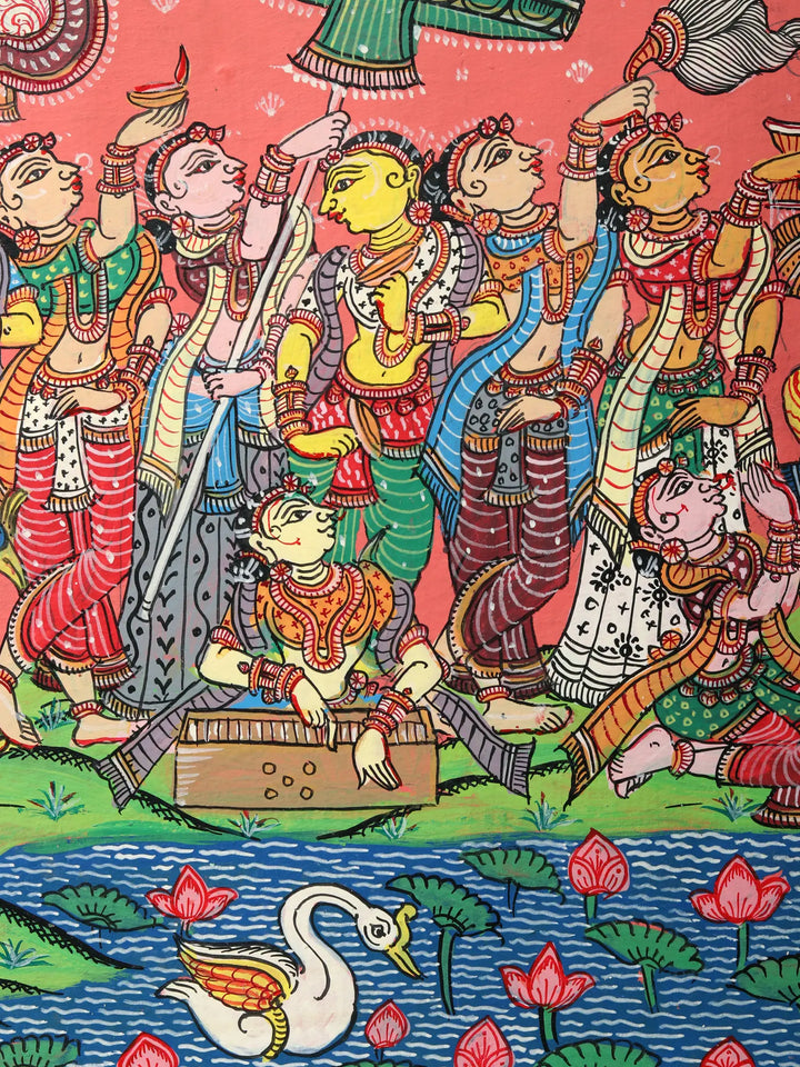 Rasleela - Celebration View of Radha Krishna with Gopis Painting on Canvas · view 3