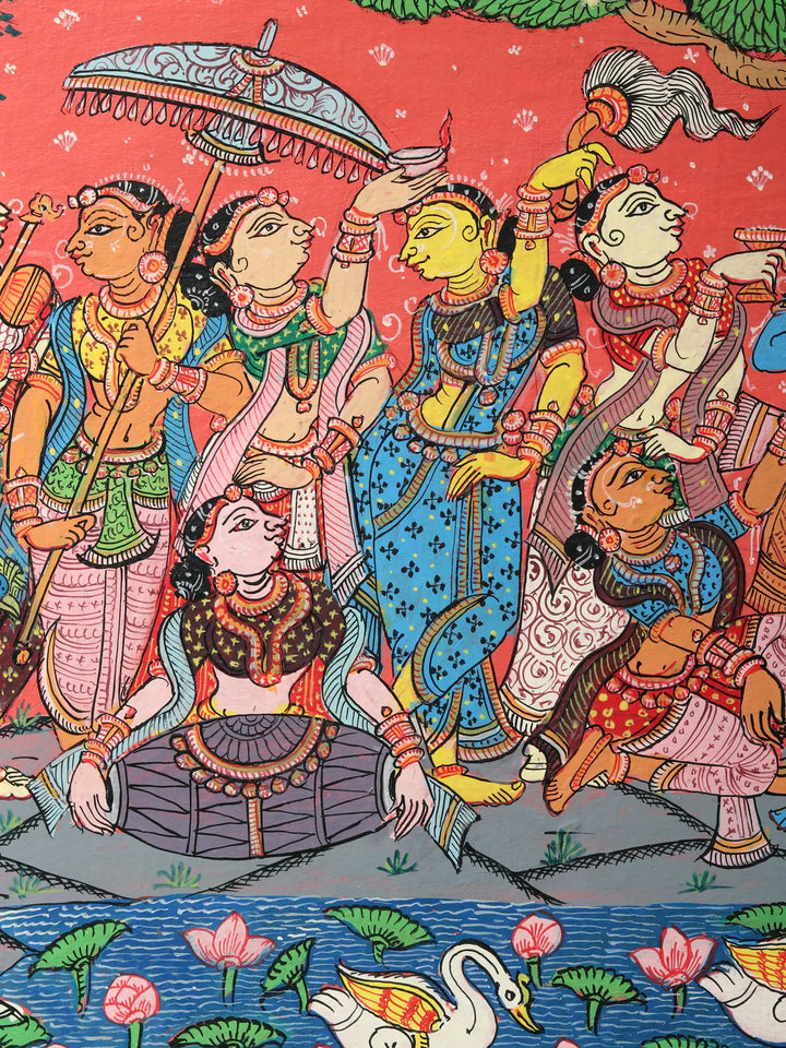Radha-Krishna and Gopis Painting on Canvas · view 3