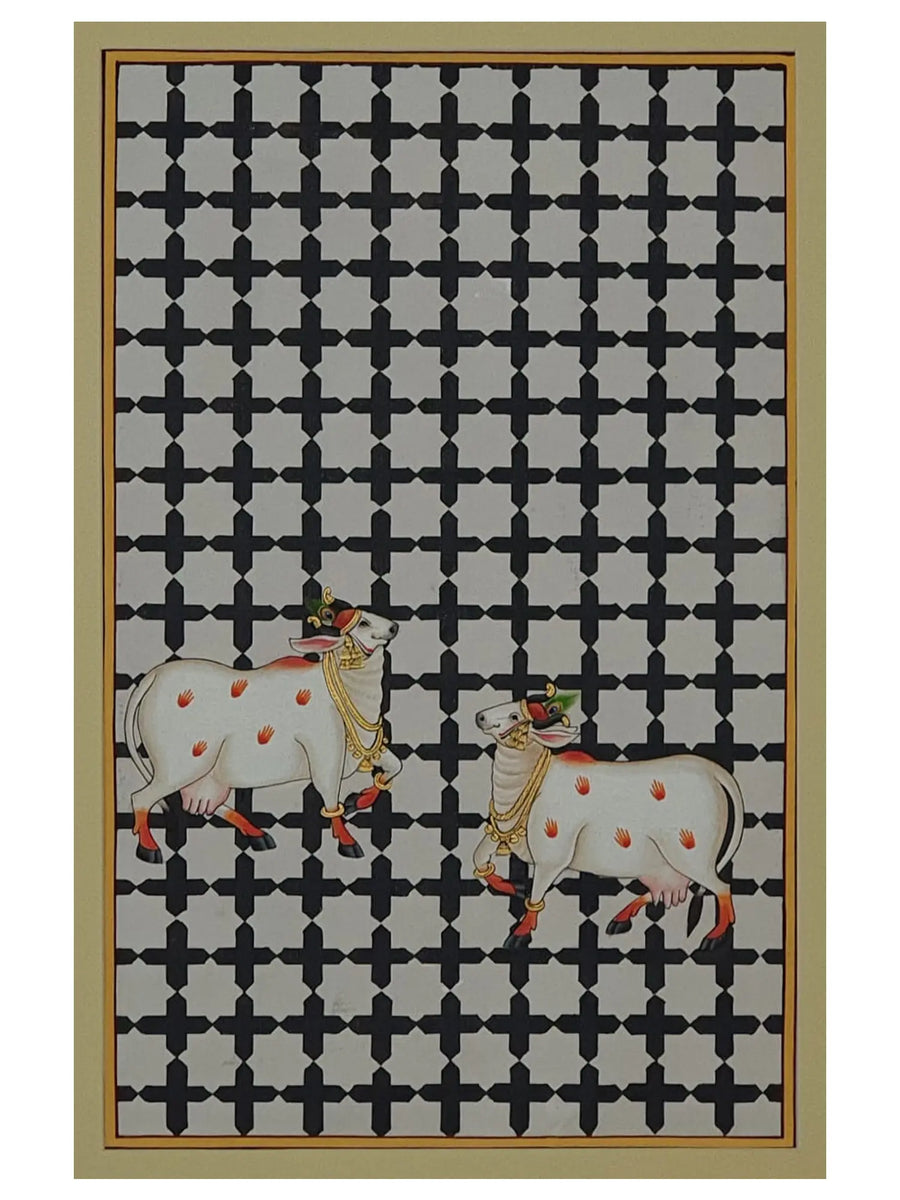 Kamdhenu Cows Painting on Cloth