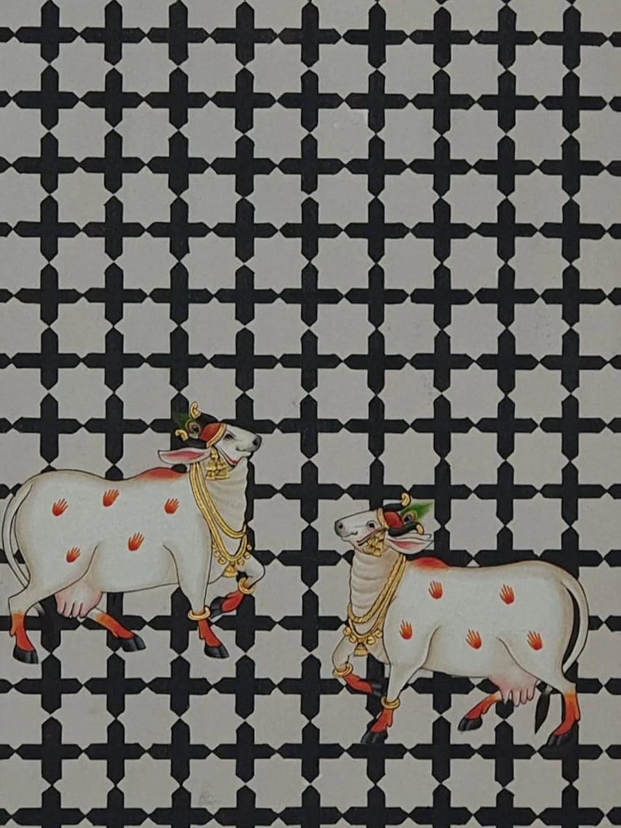 Kamdhenu Cows Painting on Cloth