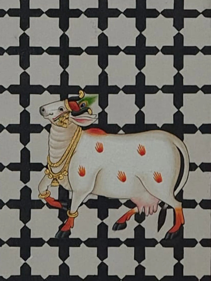 Kamdhenu Cows Painting on Cloth · view 4