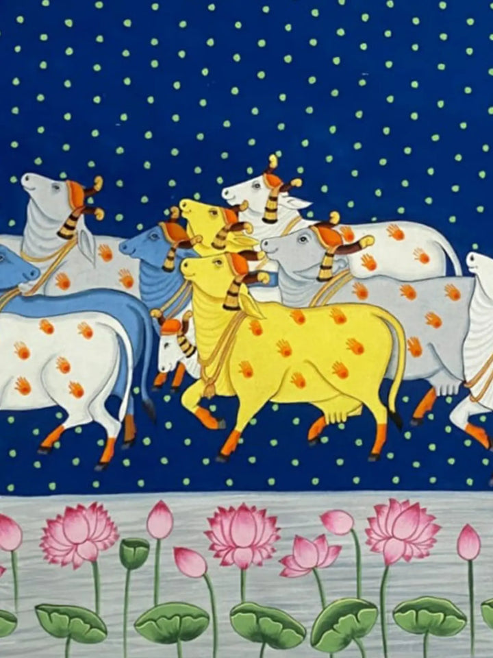 Bunch of Cows Pichwai Painting on Cloth · view 2