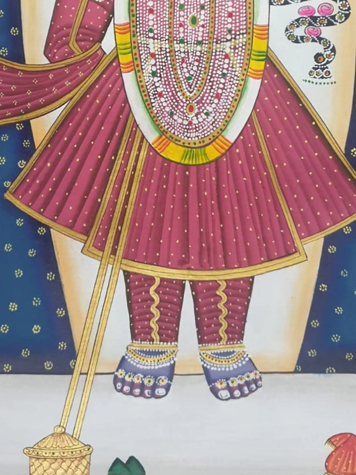 Shrinathji with Lotus Painting on Cloth · view 4