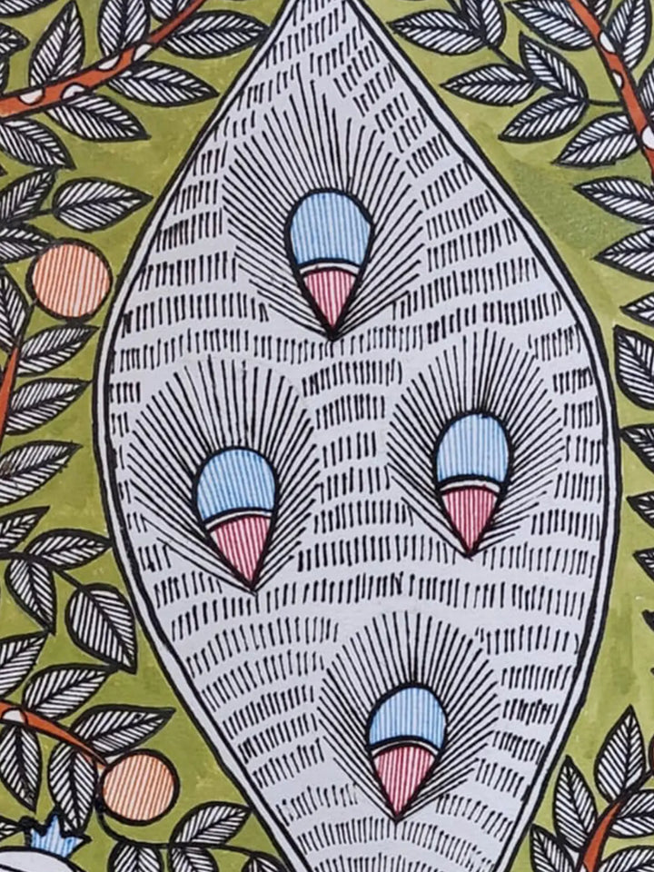 Peacock with Tail Painting on Handmade Paper · view 4