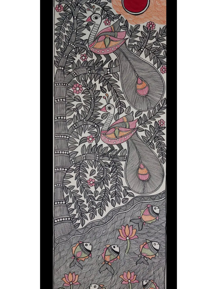 Peacock Madhubani Painting on Handmade Paper · view 2