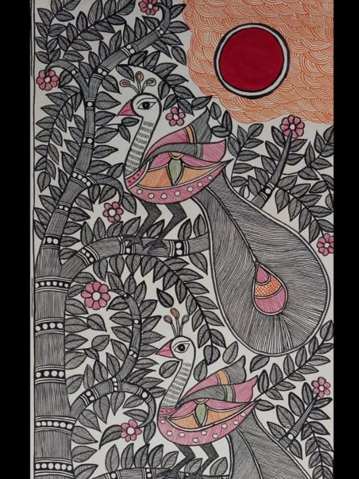 Peacock Madhubani Painting on Handmade Paper · view 4