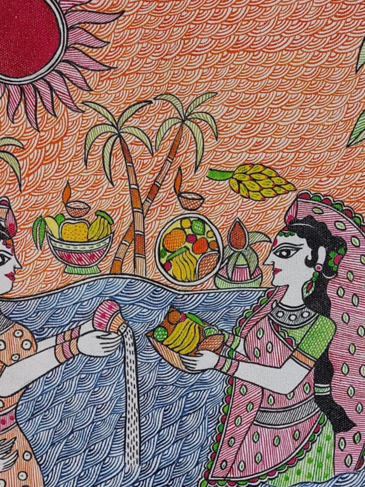 Chhat Puja Madhubani Painting on Handmade Paper · view 4