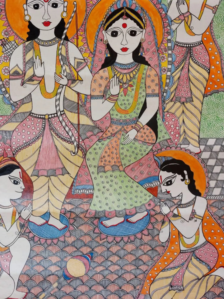Shree Ram Darbar Painting on Handmade Paper · view 3