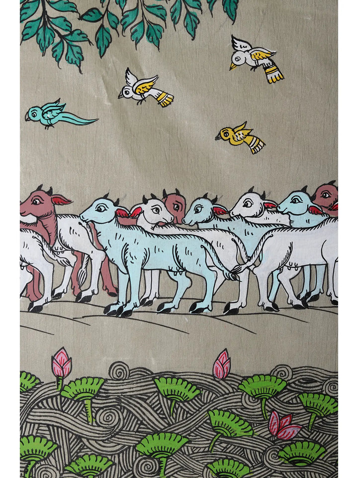 Tree of Life Painting on Tussar Silk · view 4