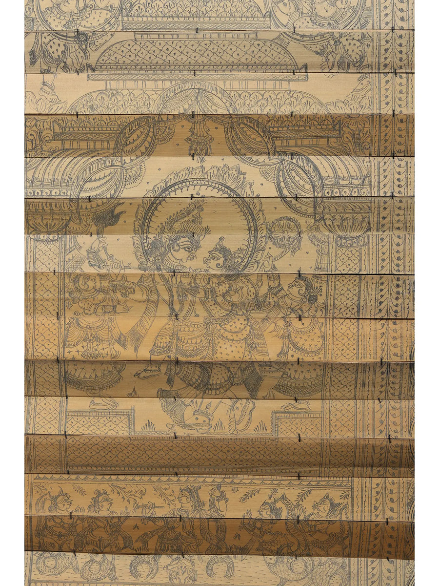 Dancing Radha Krishna Painting on Palm Leaf