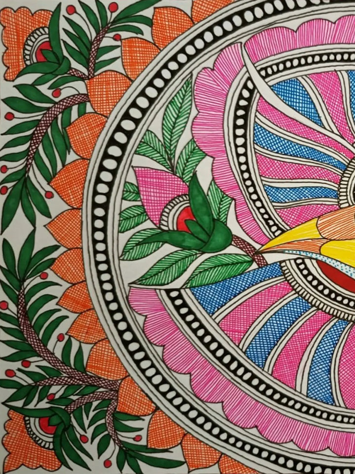 Bird Madhubani Painting on Paper · view 3