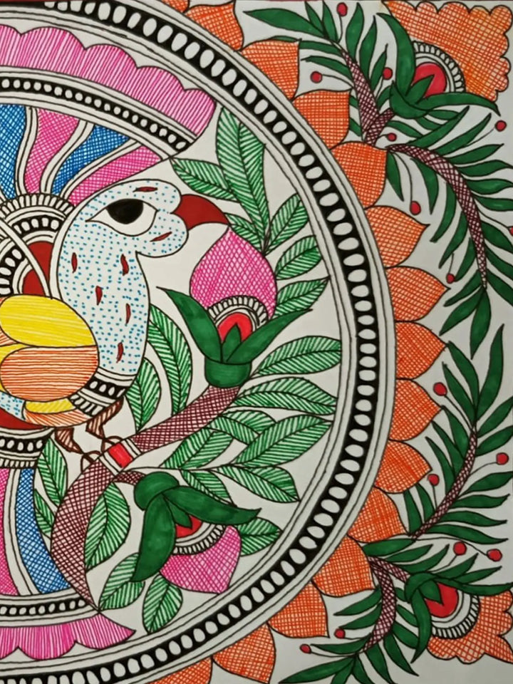 Bird Madhubani Painting on Paper · view 4