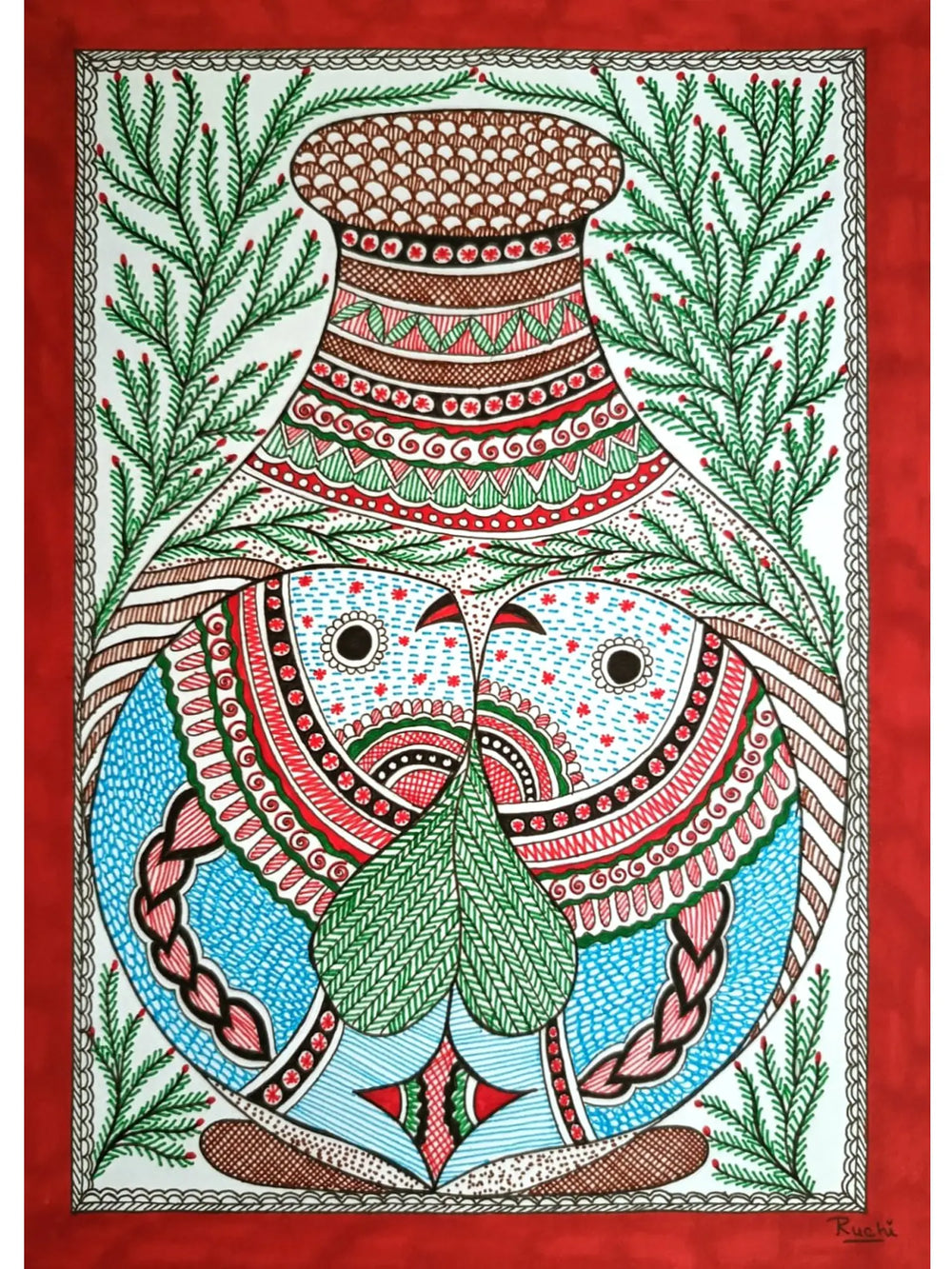 Traditional Madhubani Fishes | Alcohol Markers And Fineliners On Paper | By Ruchi