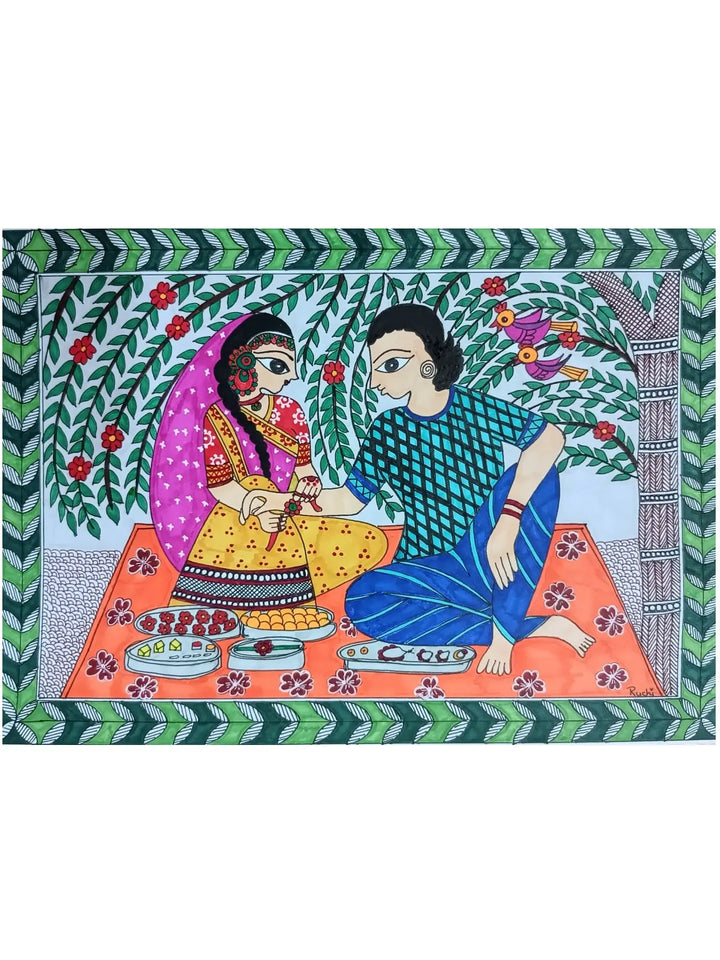 Brother Sister Bond Painting on Paper · view 1